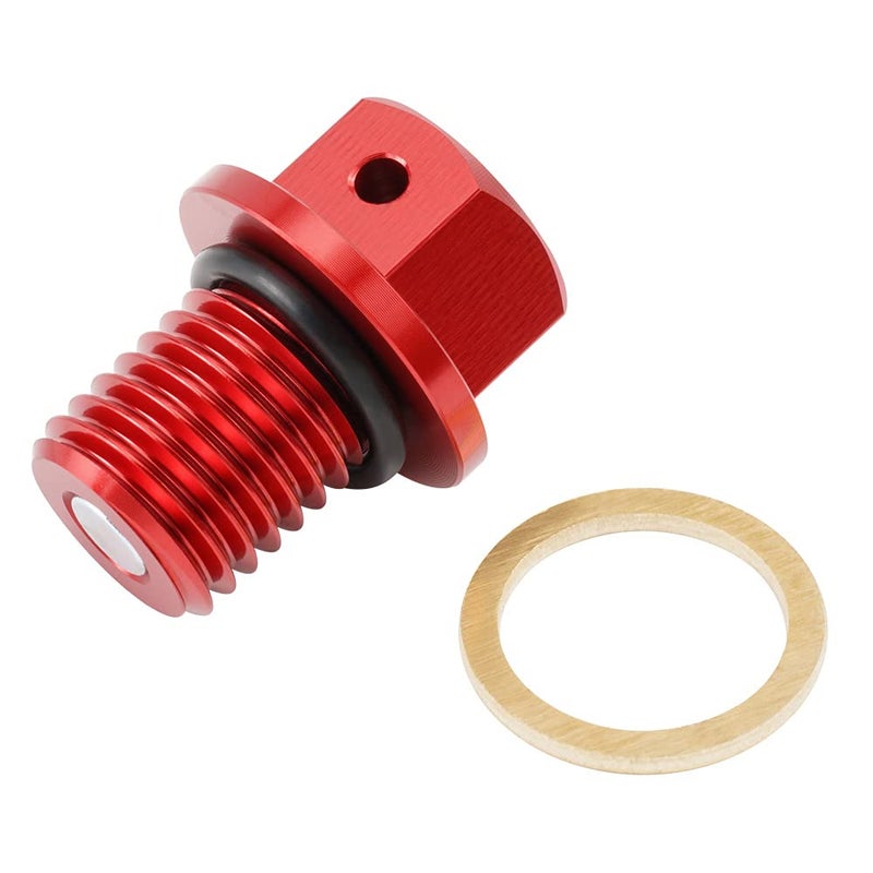 NICECNC Red M12 x 1.5 Magnetic Oil Drain Plug Bolt Dirt/Street Bike Compatible with Honda XR650L 1993-2021, CR125 CR250 CR480 CR500 CR125R CR250R, CBR400R 500R 600RR CBR1000RR,See Fitment - Image 3